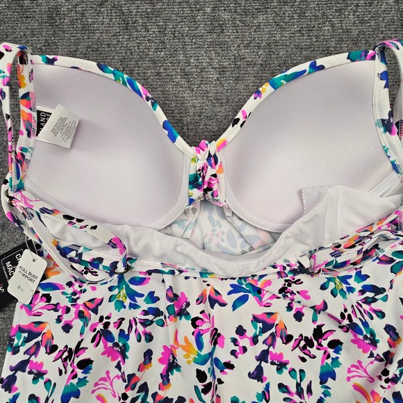 Island Escape Womens Tankini Top Floral Underwire Swimwear White Multi Size 10 - Picture 4 of 5